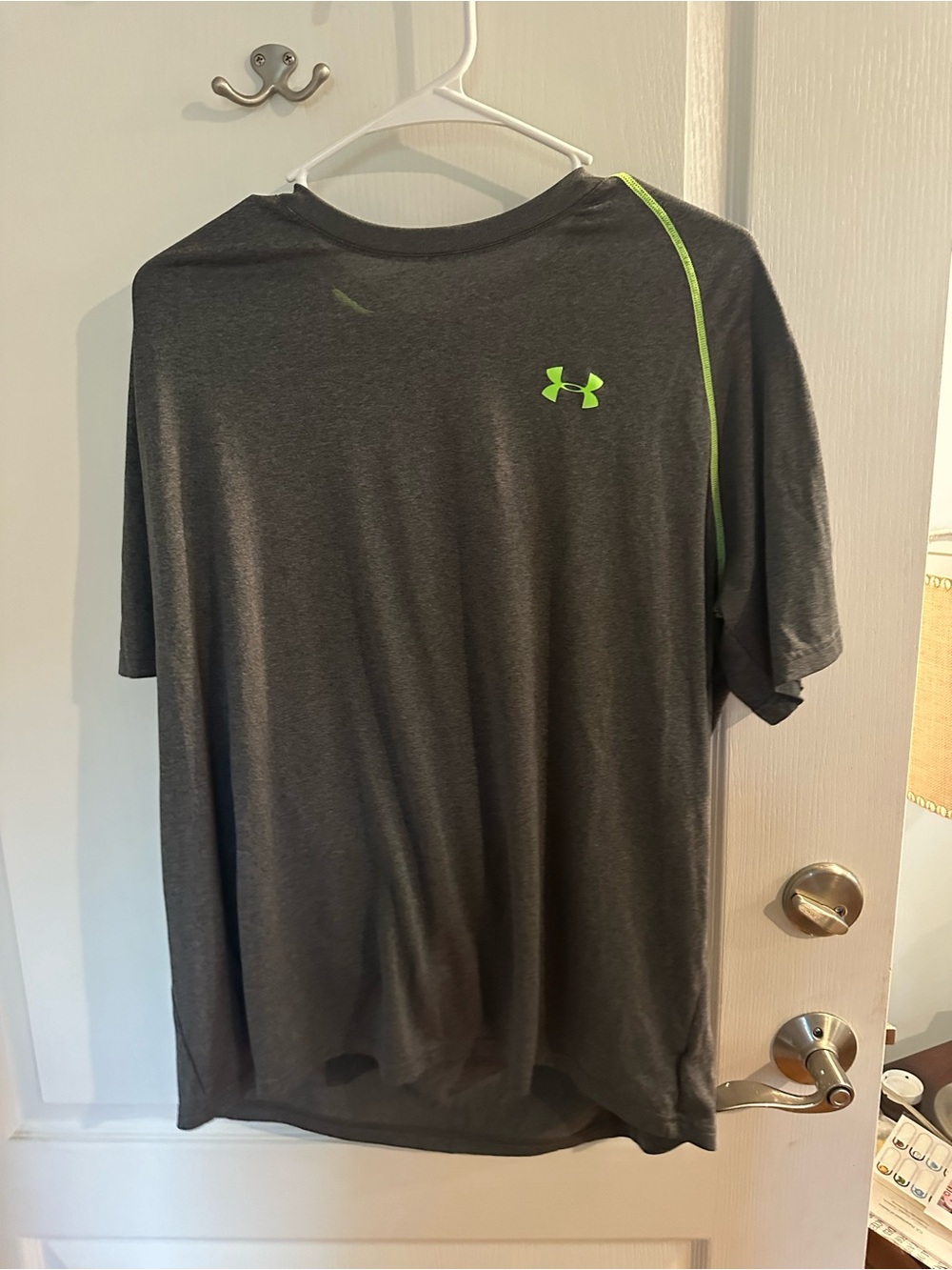 Under Armour Gray Short-Sleeve Performance Tee with Neon Green Logo